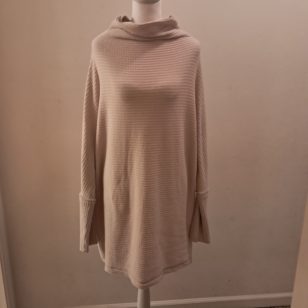 We The Free Sweater Women's Medium M Cream Waffle Cowl Neck Oversized Cozy - Picture 2 of 12